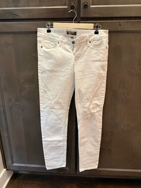 Paige Peg Skinny White Distressed Stretch Jeans
